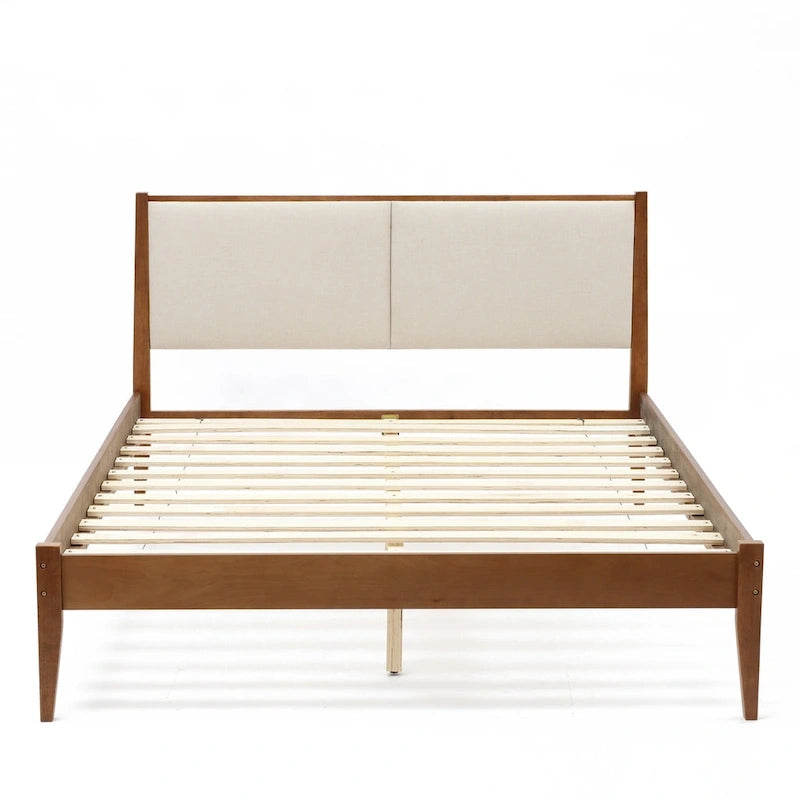 Ensemble Tête de lit rembourrée et Cadre de lit en bois – Grand lit / Très grand lit