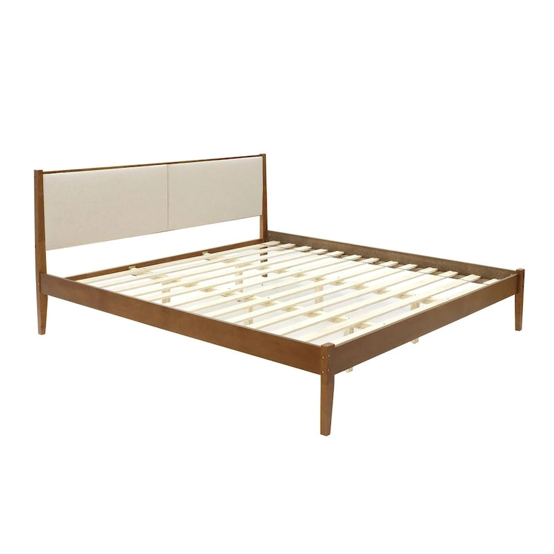 Ensemble Tête de lit rembourrée et Cadre de lit en bois – Grand lit / Très grand lit