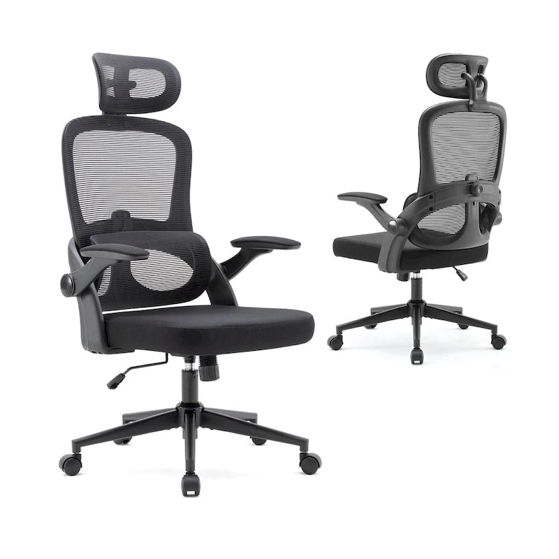 Fauteuil de bureau ergonomique à dossier haut pour personnes fortes et de grande taille - Noir