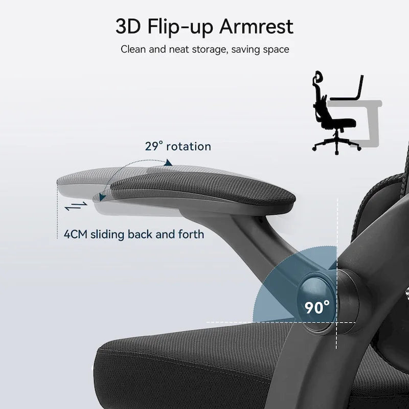 Fauteuil de bureau ergonomique à dossier haut pour personnes fortes et de grande taille - Noir