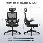 Fauteuil de bureau ergonomique à dossier haut pour personnes fortes et de grande taille - Noir