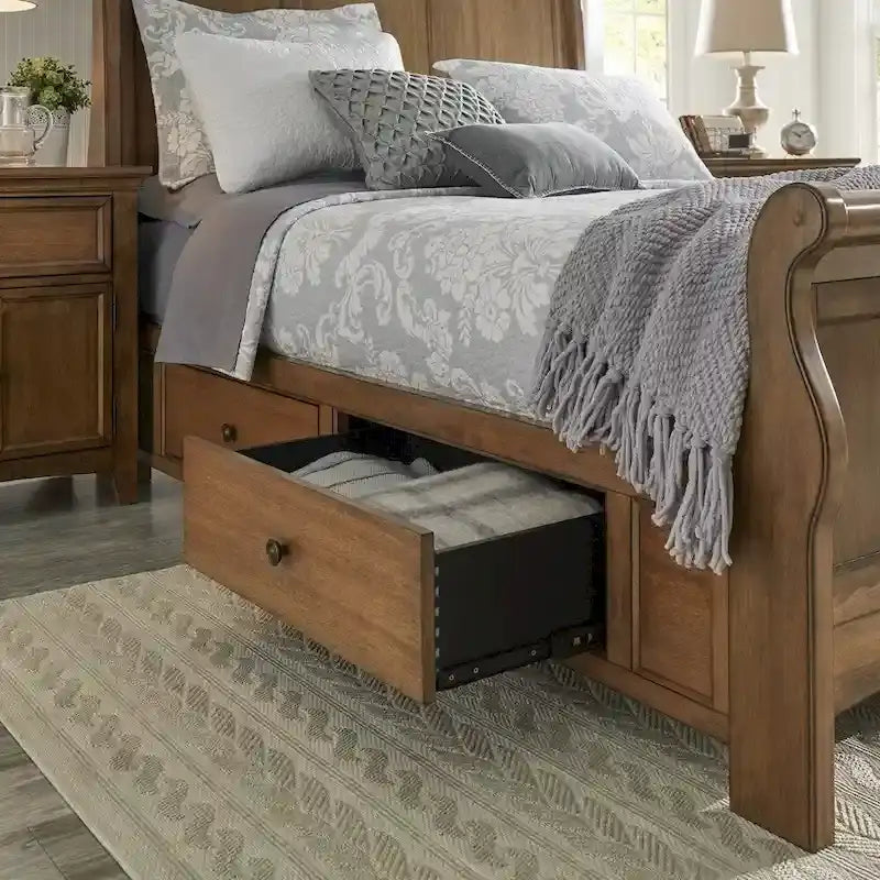 Lit plateforme de rangement traîneau en bois grand format