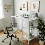 Bureau en acier et bois de 35 pouces avec étagères de rangement – Bureau d'étude