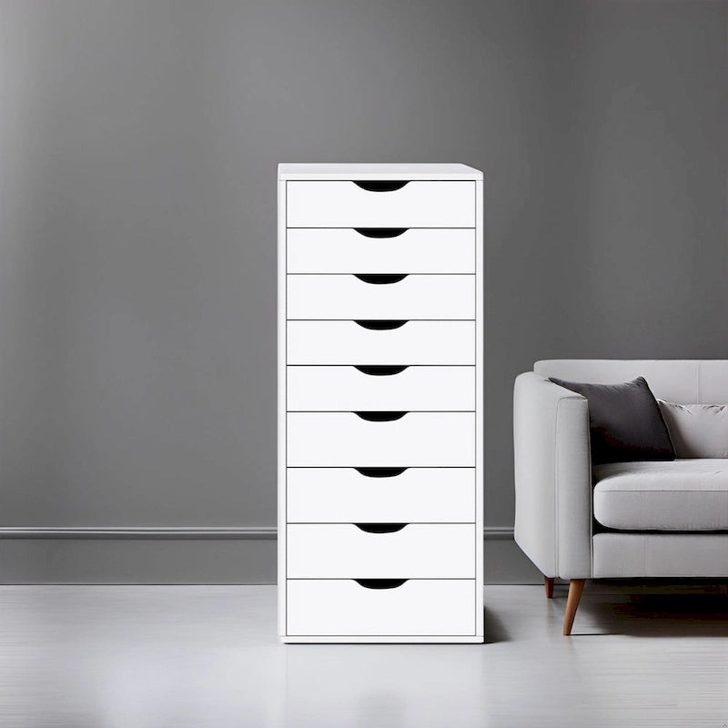 Commode en bois à 9 tiroirs avec tiroirs à glissement fluide
