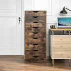 Commode en bois à 9 tiroirs avec tiroirs à glissement fluide