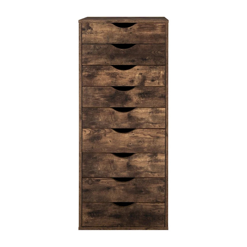 Commode en bois à 9 tiroirs avec tiroirs à glissement fluide