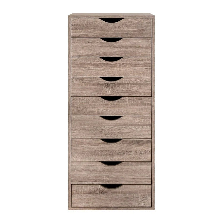 Commode en bois à 9 tiroirs avec tiroirs à glissement fluide