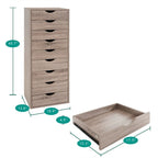 Commode en bois à 9 tiroirs avec tiroirs à glissement fluide