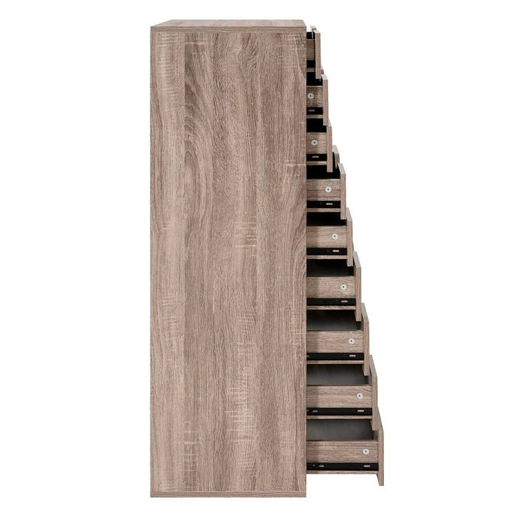 Commode en bois à 9 tiroirs avec tiroirs à glissement fluide