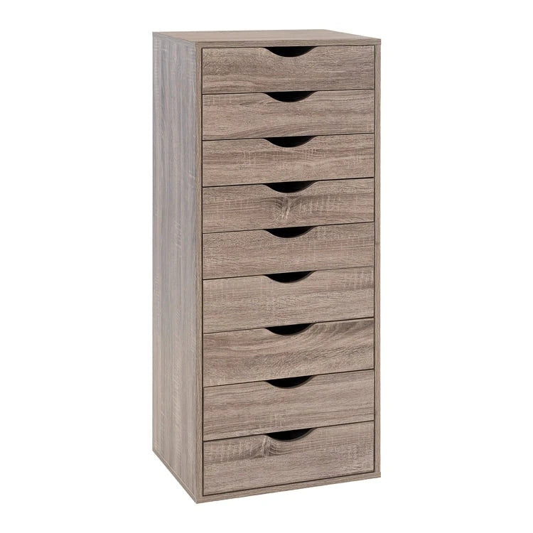 Commode en bois à 9 tiroirs avec tiroirs à glissement fluide