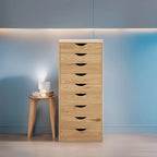 Commode en bois à 9 tiroirs avec tiroirs à glissement fluide