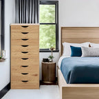 Commode en bois à 9 tiroirs avec tiroirs à glissement fluide