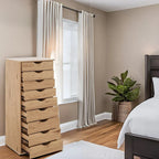 Commode en bois à 9 tiroirs avec tiroirs à glissement fluide