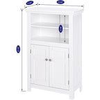 Meuble de rangement de salle de bain autoportant avec portes et étagères réglables