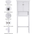 Étagère de salle de bain au-dessus des toilettes avec armoire de rangement et tiroir
