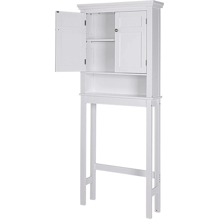 Étagère de salle de bain au-dessus des toilettes avec armoire de rangement et tiroir