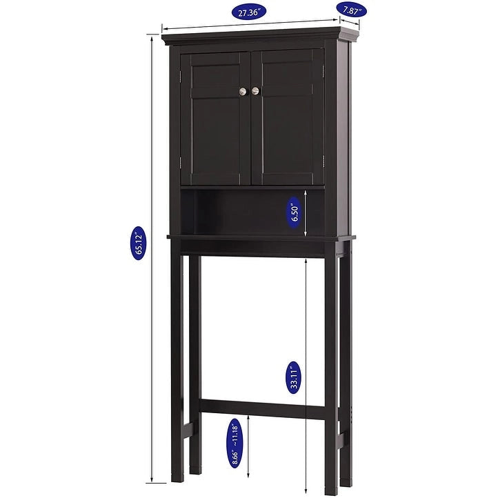 Étagère de salle de bain au-dessus des toilettes avec armoire de rangement et tiroir