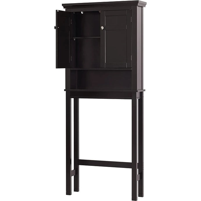 Étagère de salle de bain au-dessus des toilettes avec armoire de rangement et tiroir