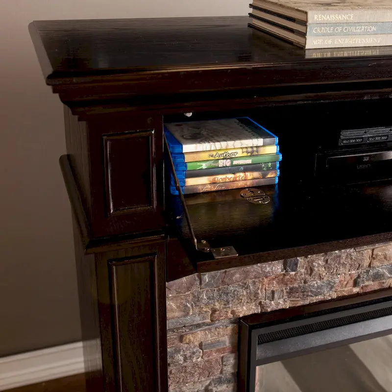 Meuble TV avec cheminée électrique et chauffage intégré