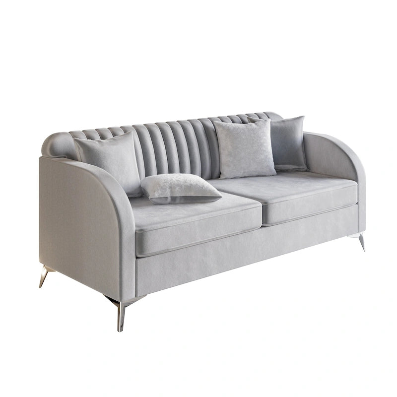 Canapé moderne en velours gris argenté