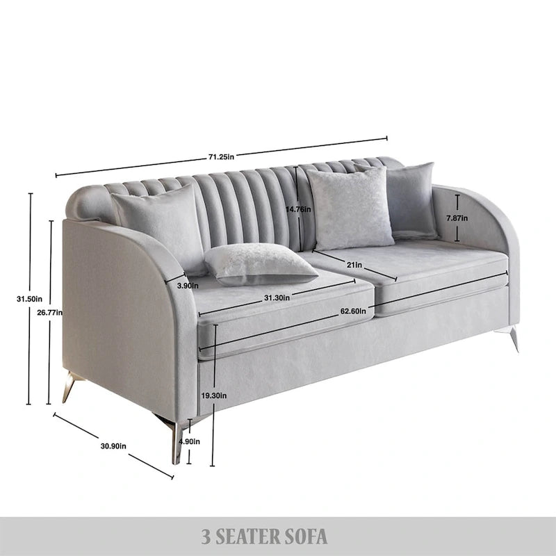 Canapé moderne en velours gris argenté
