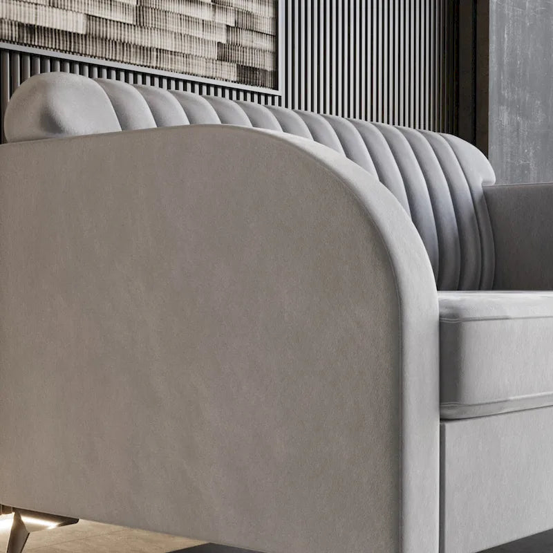 Canapé moderne en velours gris argenté