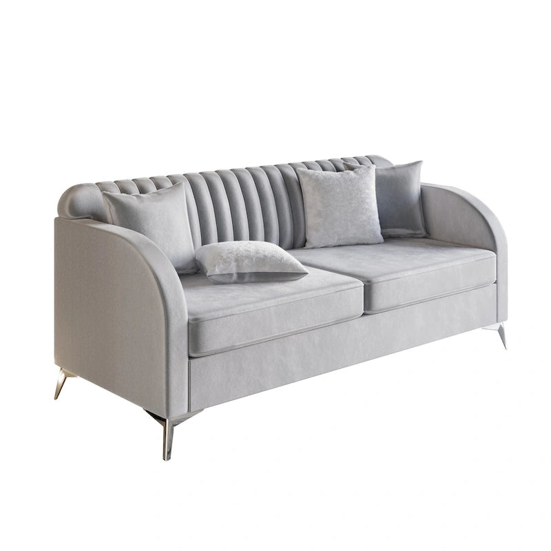 Canapé moderne en velours gris argenté