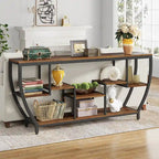 Console de 70,9 pouces avec 7 étagères – Table d'appoint étroite pour entrée et salon