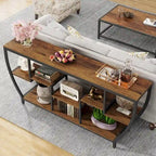 Console de 70,9 pouces avec 7 étagères – Table d'appoint étroite pour entrée et salon