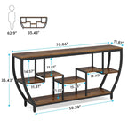Console de 70,9 pouces avec 7 étagères – Table d'appoint étroite pour entrée et salon