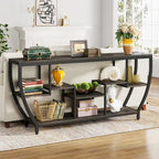 Console de 70,9 pouces avec 7 étagères – Table d'appoint étroite pour entrée et salon