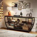 Console de 70,9 pouces avec 7 étagères – Table d'appoint étroite pour entrée et salon
