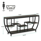 Console de 70,9 pouces avec 7 étagères – Table d'appoint étroite pour entrée et salon