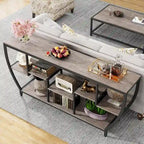 Console de 70,9 pouces avec 7 étagères – Table d'appoint étroite pour entrée et salon