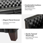 Canapé 210 cm en cuir véritable capitonné de style Chesterfield