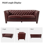 Canapé 210 cm en cuir véritable capitonné de style Chesterfield