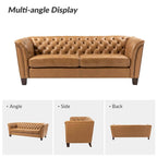 Canapé 210 cm en cuir véritable capitonné de style Chesterfield