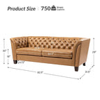 Canapé 210 cm en cuir véritable capitonné de style Chesterfield