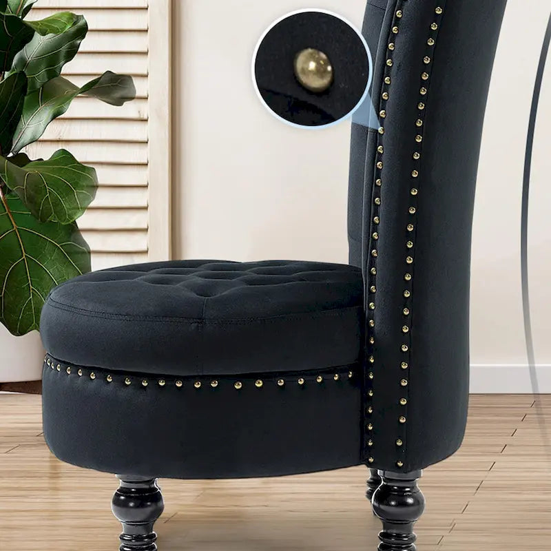 Lot de 2 chaises d'appoint hautes sans accoudoirs en velours avec rangement