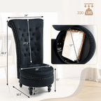 Lot de 2 chaises d'appoint hautes sans accoudoirs en velours avec rangement