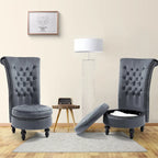 Lot de 2 chaises d'appoint hautes sans accoudoirs en velours avec rangement