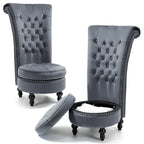 Lot de 2 chaises d'appoint hautes sans accoudoirs en velours avec rangement