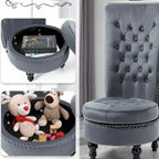 Lot de 2 chaises d'appoint hautes sans accoudoirs en velours avec rangement