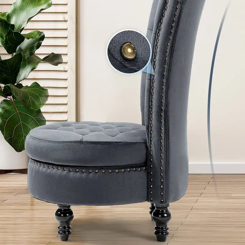 Lot de 2 chaises d'appoint hautes sans accoudoirs en velours avec rangement