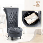 Lot de 2 chaises d'appoint hautes sans accoudoirs en velours avec rangement