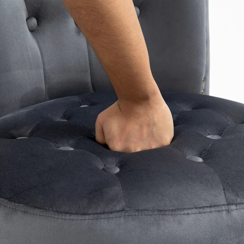 Lot de 2 chaises d'appoint hautes sans accoudoirs en velours avec rangement