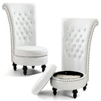 Lot de 2 chaises d'appoint hautes sans accoudoirs en velours avec rangement