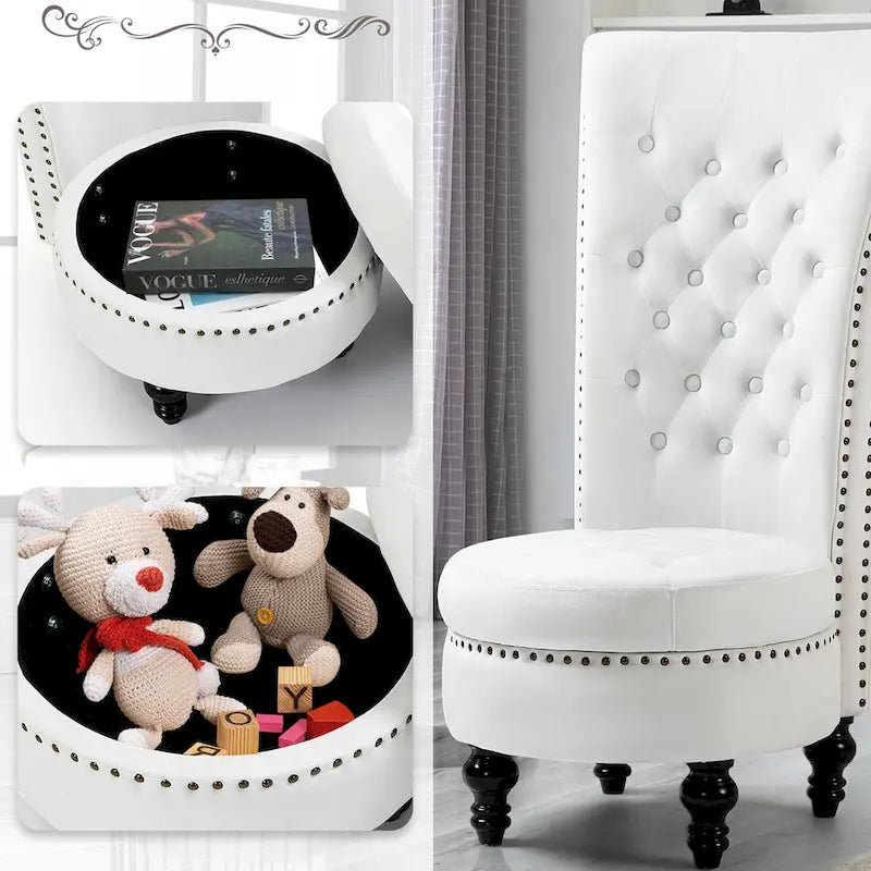 Lot de 2 chaises d'appoint hautes sans accoudoirs en velours avec rangement