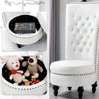 Lot de 2 chaises d'appoint hautes sans accoudoirs en velours avec rangement