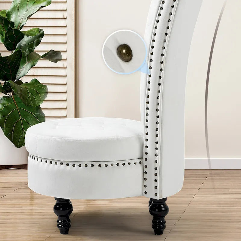 Lot de 2 chaises d'appoint hautes sans accoudoirs en velours avec rangement